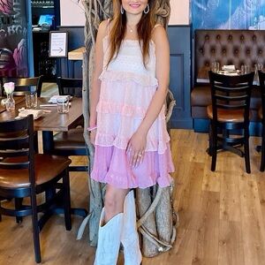 Pink ombré ruffle dress